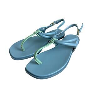 Kenneth Cole Reaction Womens 7 Warren Blue Green Slip-On Flat Sandals NEW